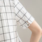 White and Black Plaid Linen Shirt 4206