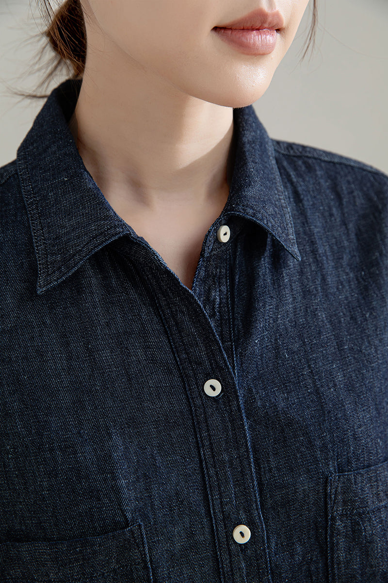 Women's Dark Blue Linen Shirt 4210