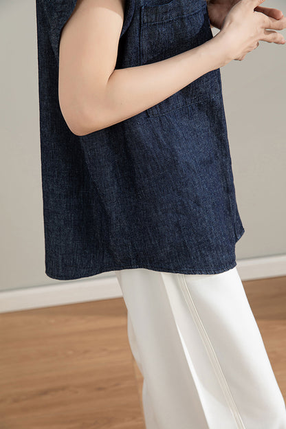 Women's Dark Blue Linen Shirt 4210