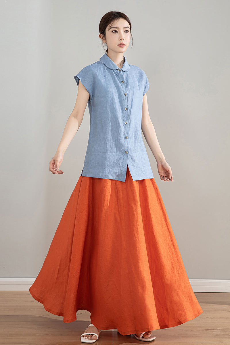 Women's Retro Comfy Linen Shirt 4211