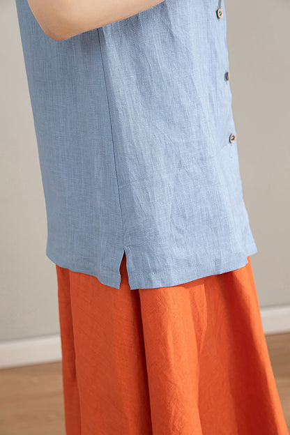 Women's Retro Comfy Linen Shirt 4211