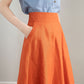 Orange High Waisted Linen Skirt 4215