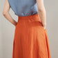 Orange High Waisted Linen Skirt 4215