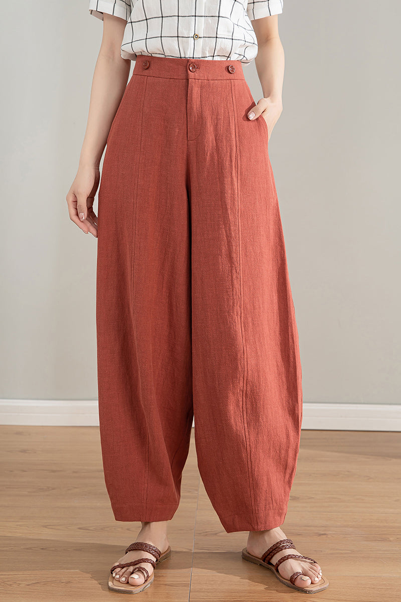 Women's Baggy Long Linen Pants 4212