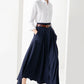 Women A-Line Blue Maxi Skirt 3827