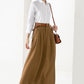 Brown A-Line Maxi Wool Skirt 3828