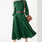 Women Green Midi Linen Dress 3829