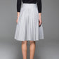 grey wool pleated mid skirt for winter 1434#