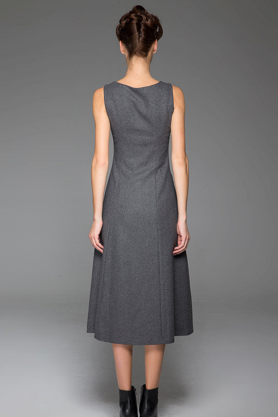 Dark Gray Wool Long Vest Winter Dress Warm Vest Dress With Black Lace Xiaolizi Dark Gray Wool Long Vest Winter Dress Warm Vest Dress With Black Lace Xiaolizi
