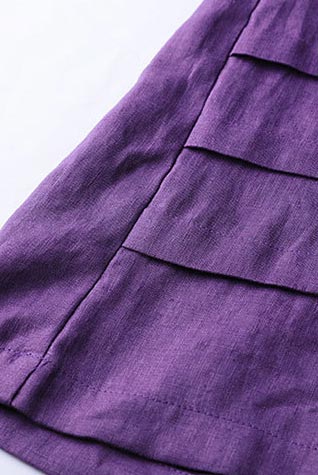 Purple Linen Dress - V-Neck, Mid Sleeves, Relaxed Fit CYM467