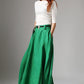 Boho casual swing long skirt for women in Green 1038#