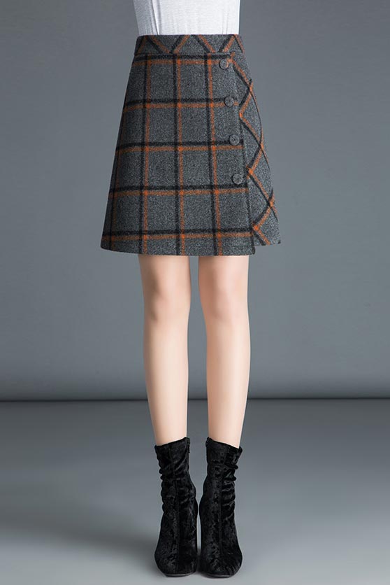 Plaid wool skirts clearance short