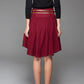 Lovely pleated knee length wool skirt in Red 1427#