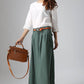 women's Custom made long pleated skirt in Green 0813#