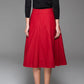 Wine Red Fashion Wool Skirt With Flower Lace Boho Skirt Warm Maxi Skirt (1431)