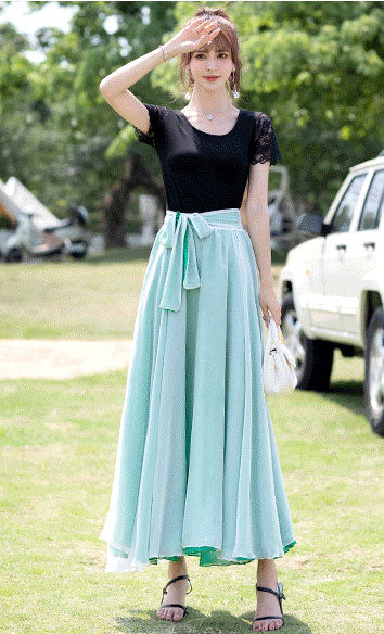 Summer Chiffon Reversible Big Swing Dance Skirt 2941