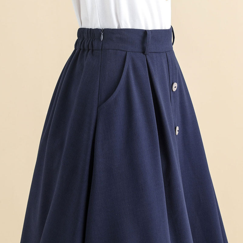 Vintage Inspired Buttoned Midi Skirt 278601