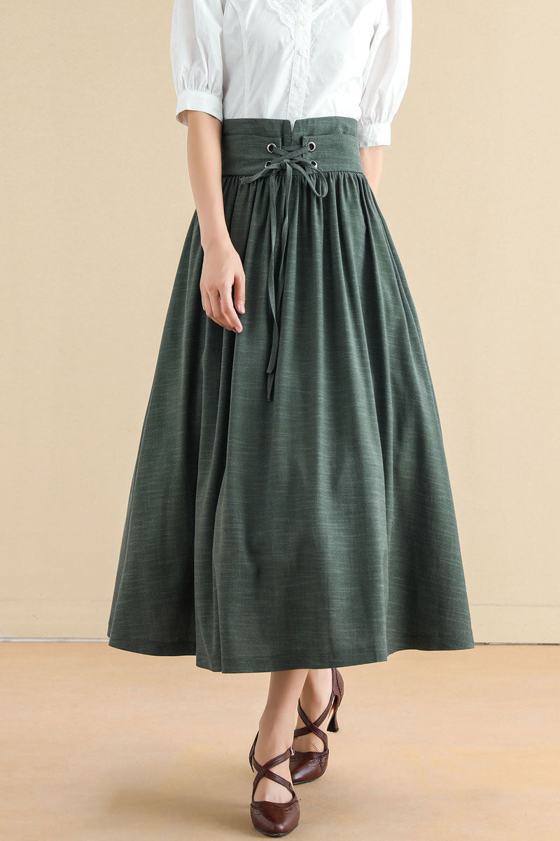 Green plisse a line midi clearance skirt