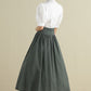 1950s Green pleated Linen Midi Skirt 278801