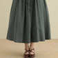1950s Green pleated Linen Midi Skirt 278801
