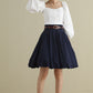 50s High Waisted Linen Full Circle Skirt with Pockets 279301