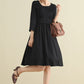 Vintage Inspired Black A Line Midi Dress with pockets 279401