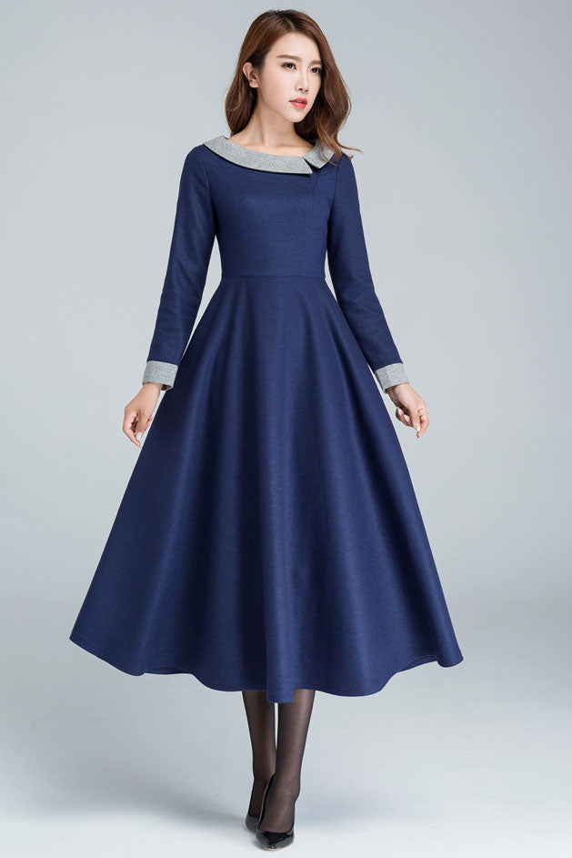 vintage inspired wool maxi dress 1611# – XiaoLizi