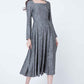 Fit and flare linen maxi dress 1718#