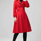 Xiaolizi Red Fit and Flare Wool Coat for Women – Handmade Knee-Length Vintage Winter Coat 2200