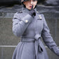 Grey Long Winter Wool Coat Women 2408
