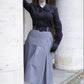 Gray High Waisted A Line Wool Midi Skirt 2409