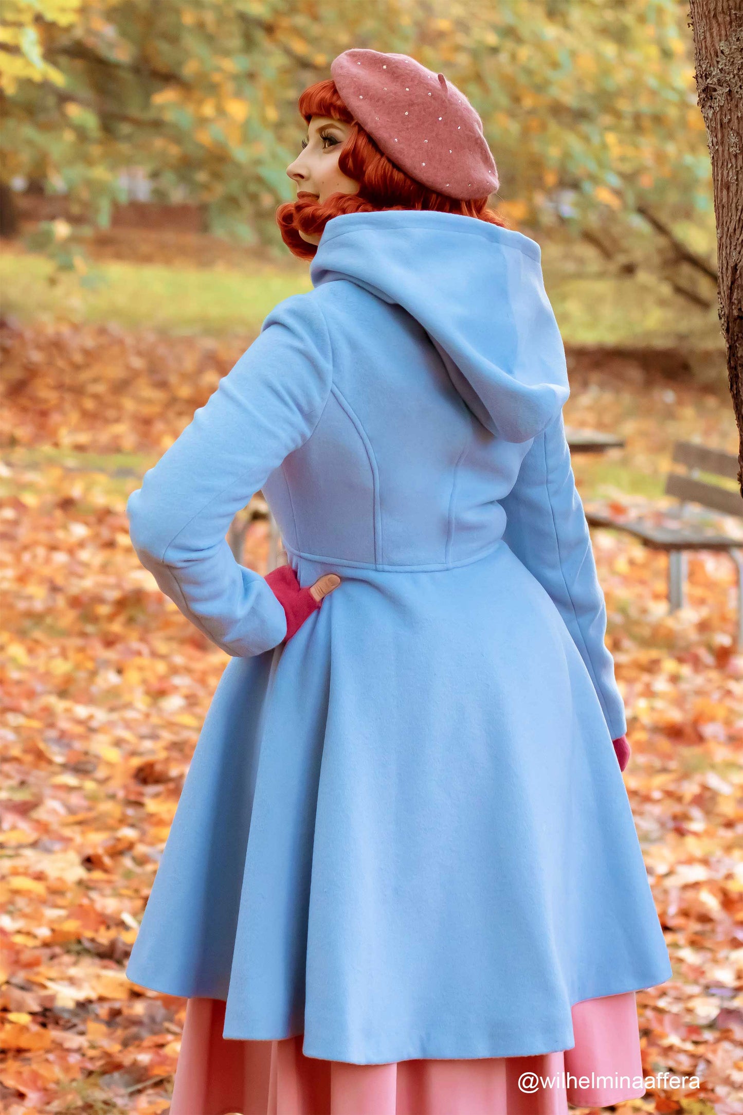 Blue swing princess coat with hood 2419