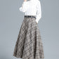 Khaki Plaid Wool Skirt 3133