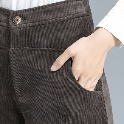 Vintage Corduroy Wide Leg Pants – High Waist Brown Trousers | Xiaolizi 3134