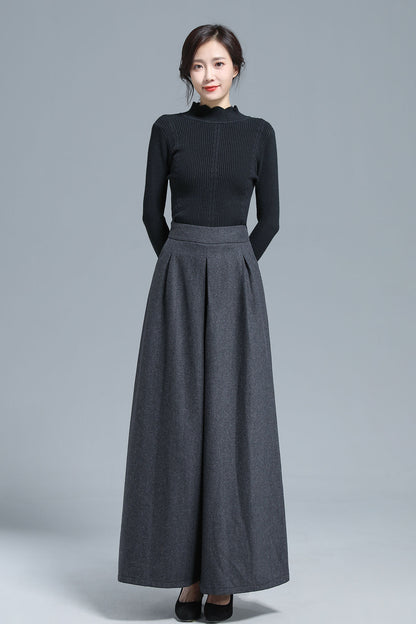 Thick Winter Wide leg wool Pants 3135
