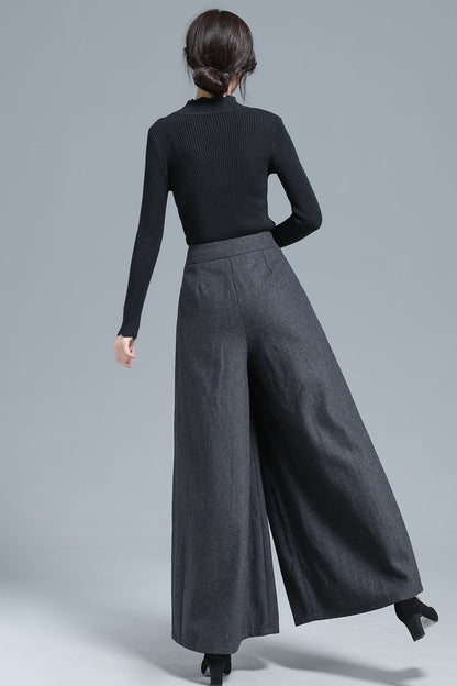 Thick Winter Wide leg wool Pants 3135