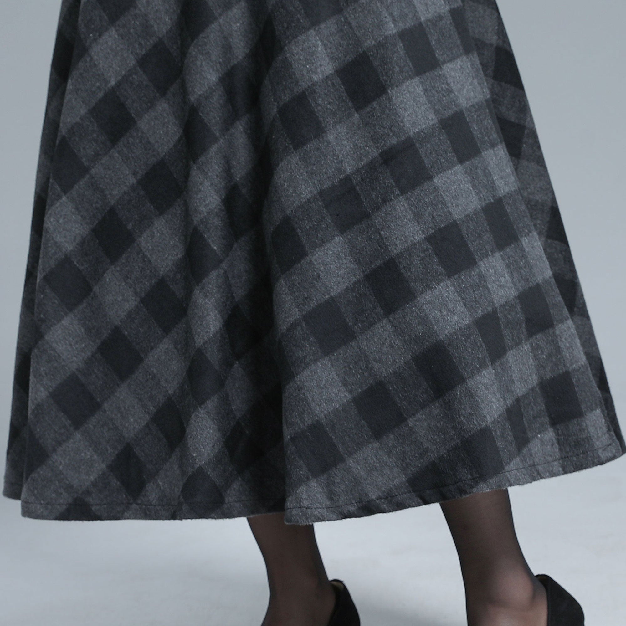 50s Wool Midi Plaid Skirt Women 3137 – XiaoLizi