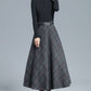 Vintage Inspired Tartan Plaid Midi Wool Skirt Woman 3138