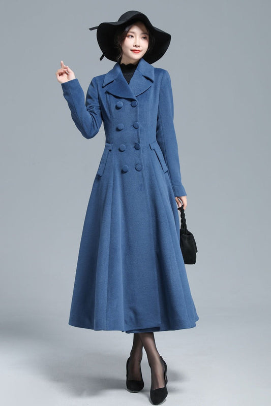 Vintage Inspired Long Wool Coat 3127#