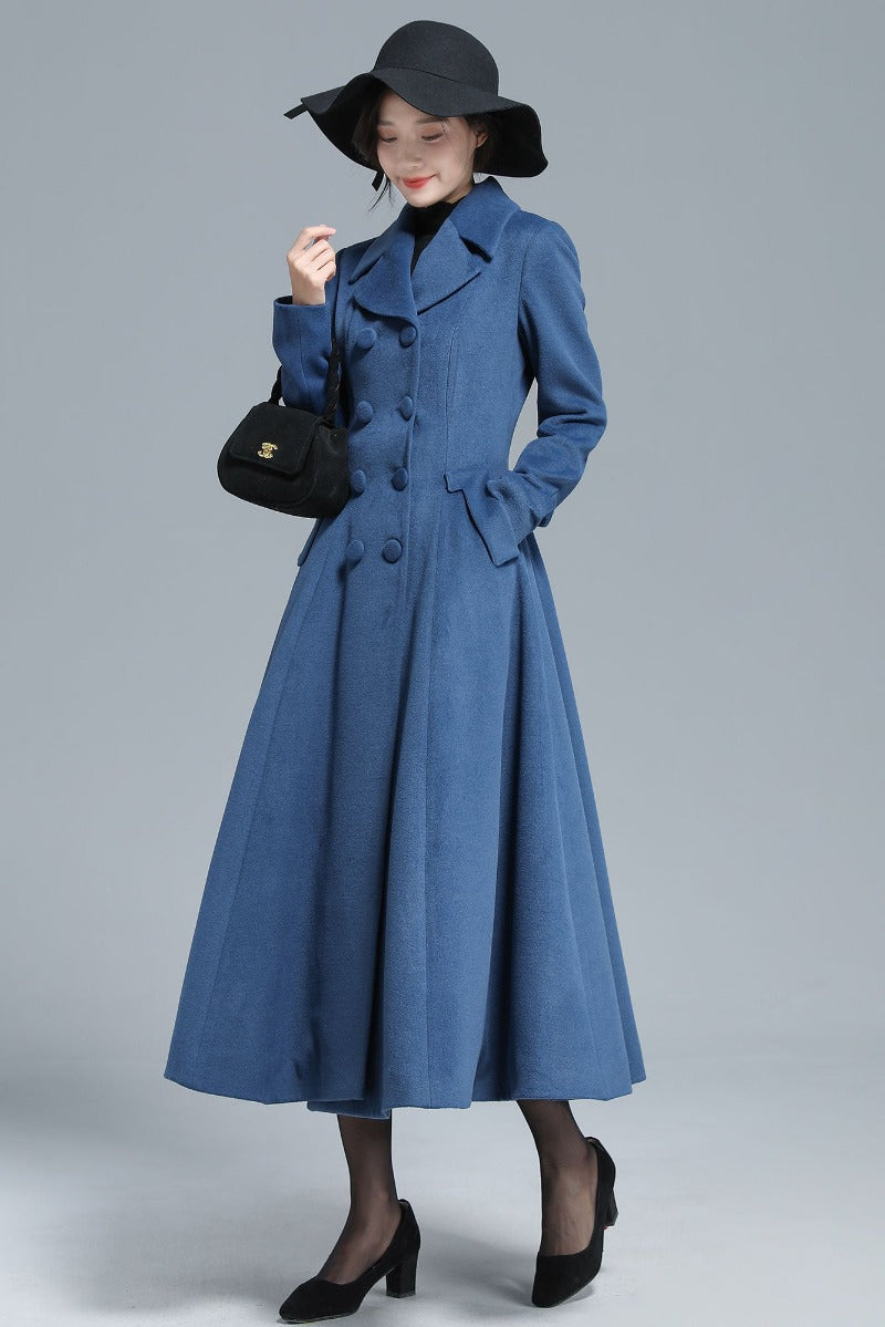 Vintage Inspired Long Wool Coat 3127#