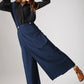 Blue linen trousers woman long pants (841)