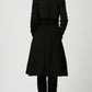Womens long black  wool trench Coat 1122#