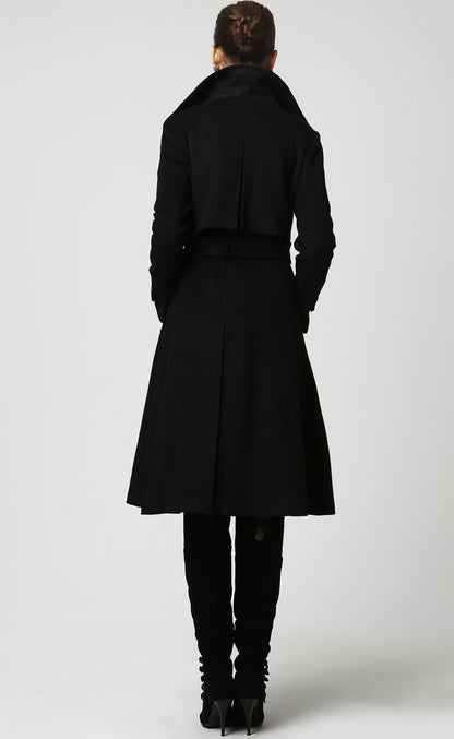 Handmade Wool Coat – Vintage Inspired Belted Trench Winter Overcoat 1122