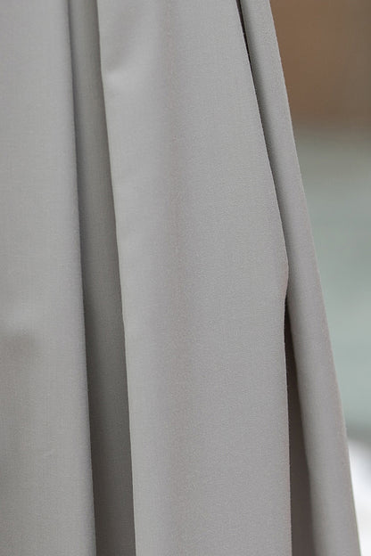 Khaki Polyester Midi Pleated A-Line Skirt - Belted High Waist 3538