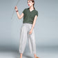 Gray Women Casual Linen pants 2602#