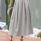 Chic Swing Midi Long Pleated A Line Belted Flared Skirt 3538