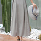 Chic Swing Midi Long Pleated A Line Belted Flared Skirt 3538