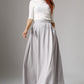 Light gray Swing pleated skirt 1041#