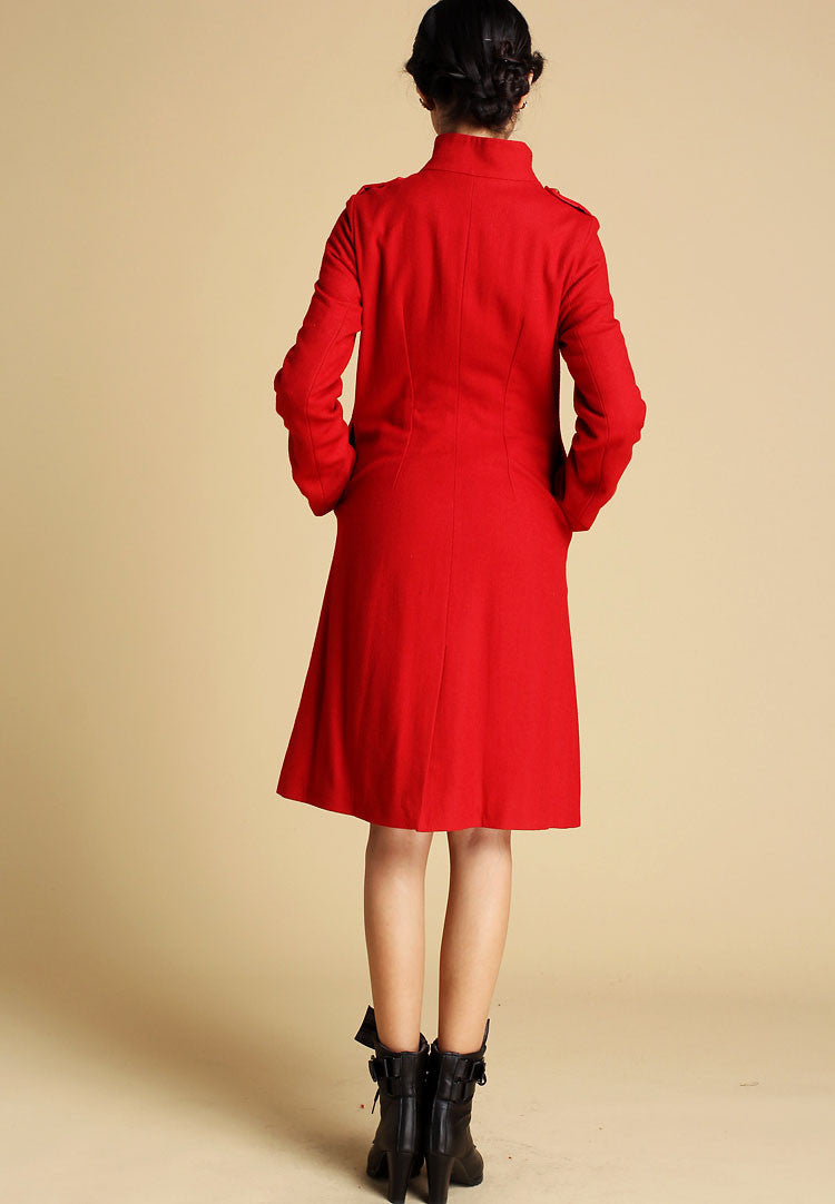 Red Wool Coat Winter Jacker 0343#