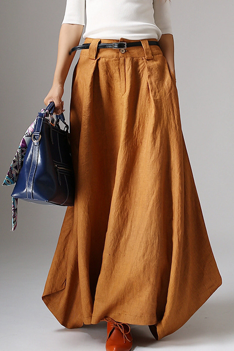 Women Maxi Linen Skirt 104201#